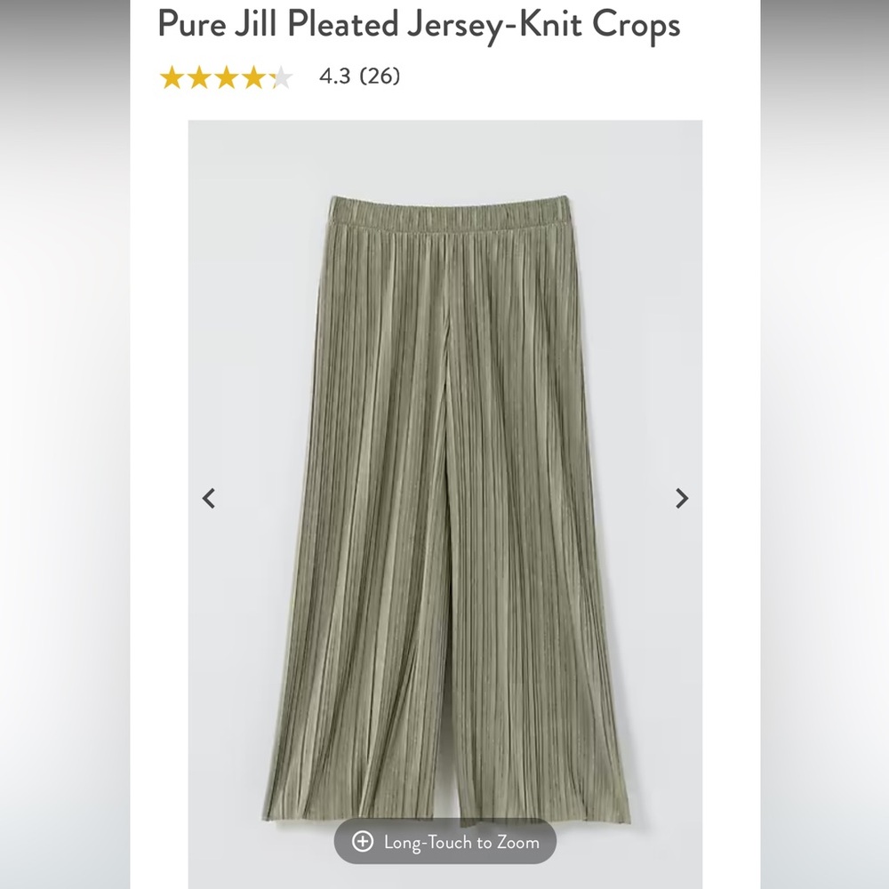 Purejill Pleated Jersey-Knit Crop Pants size L petite